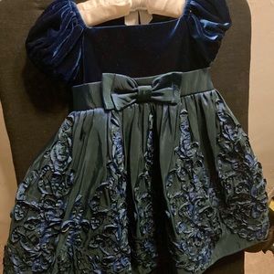 Rare Editions blue velvet and taffeta baby dress 18 months SOLD!